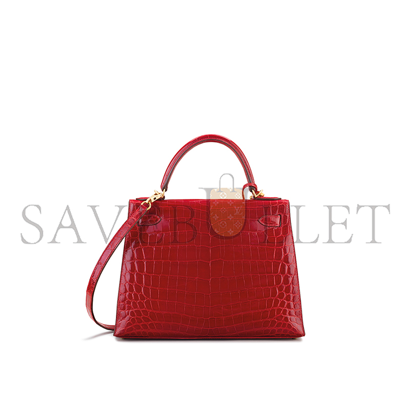 H**mes master shiny chinese red alligator kelly 28 with gold hardware (28*22*10cm)